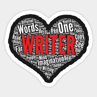 Writer Heart Shape Word Cloud Design graphic Sticker